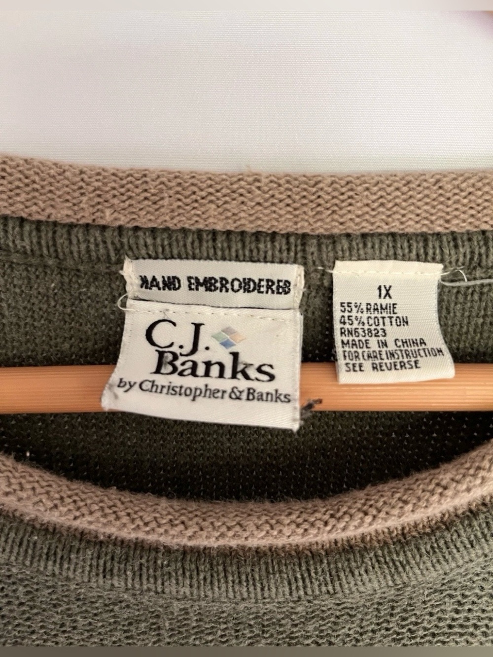 Vintage C.J. Banks Women's Green Striped Roll Neck Sweater Apple Teachercore 1X - Picture 2 of 5